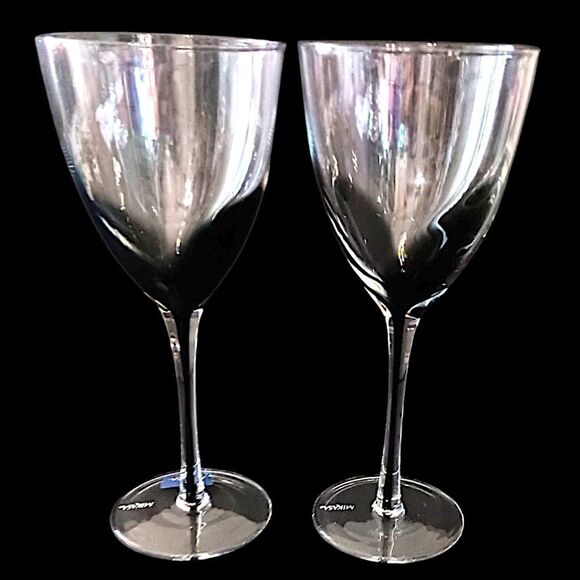 2 Mikasa KYA Smoke Wine Glasses Goblets Red Crystal Elegant Classic Holiday Rare - Picture 10 of 16